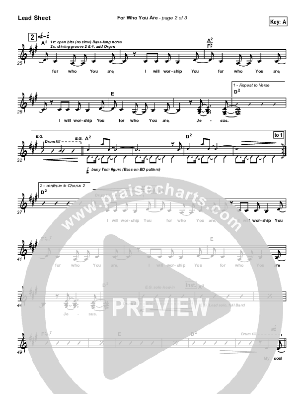 For Who You Are Lead Sheet (SAT) (Hillsong Worship)