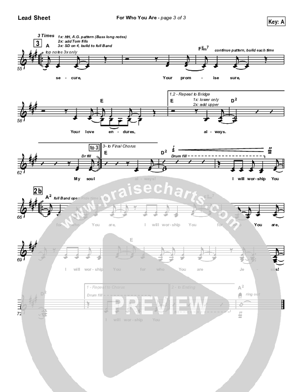 For Who You Are Lead Sheet (SAT) (Hillsong Worship)