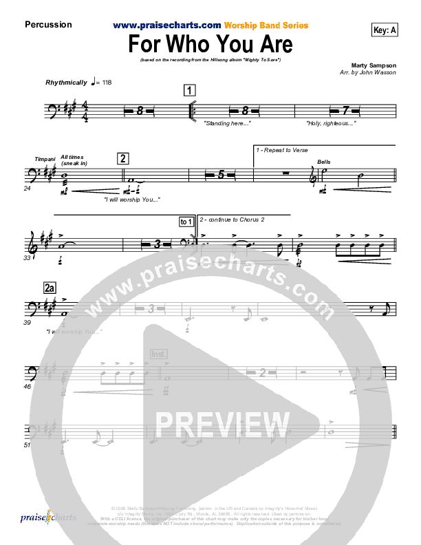For Who You Are Percussion (Hillsong Worship)