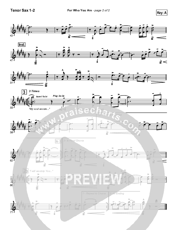 For Who You Are Tenor Sax 1/2 (Hillsong Worship)