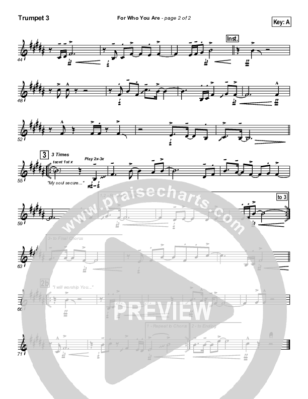 For Who You Are Trumpet 3 (Hillsong Worship)