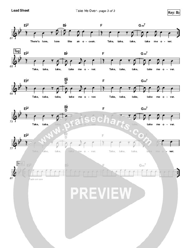 Take Me Over Lead Sheet (Rush Of Fools)