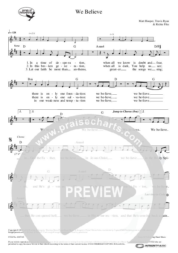 We Believe Lead Sheet (Travis Ryan)