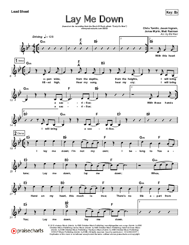 Lay Me Down Lead Sheet (Rush Of Fools)