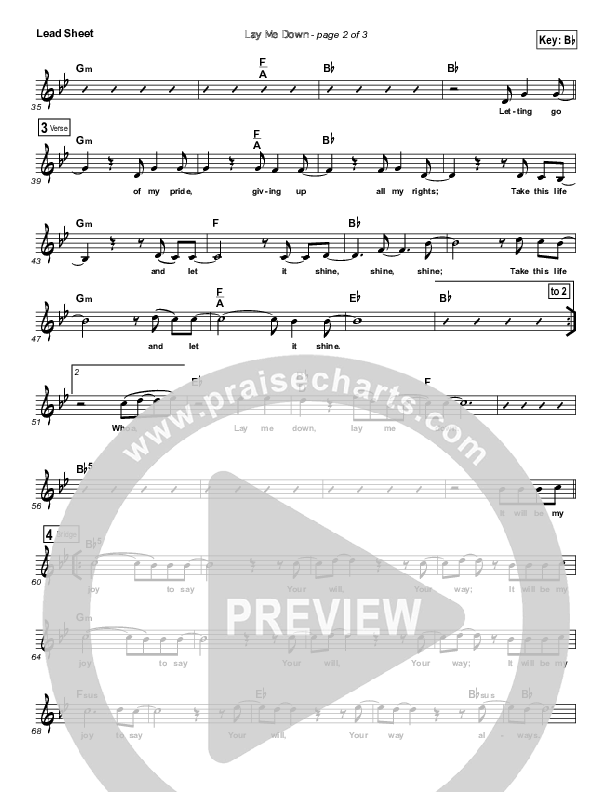 Lay Me Down Lead Sheet (Rush Of Fools)