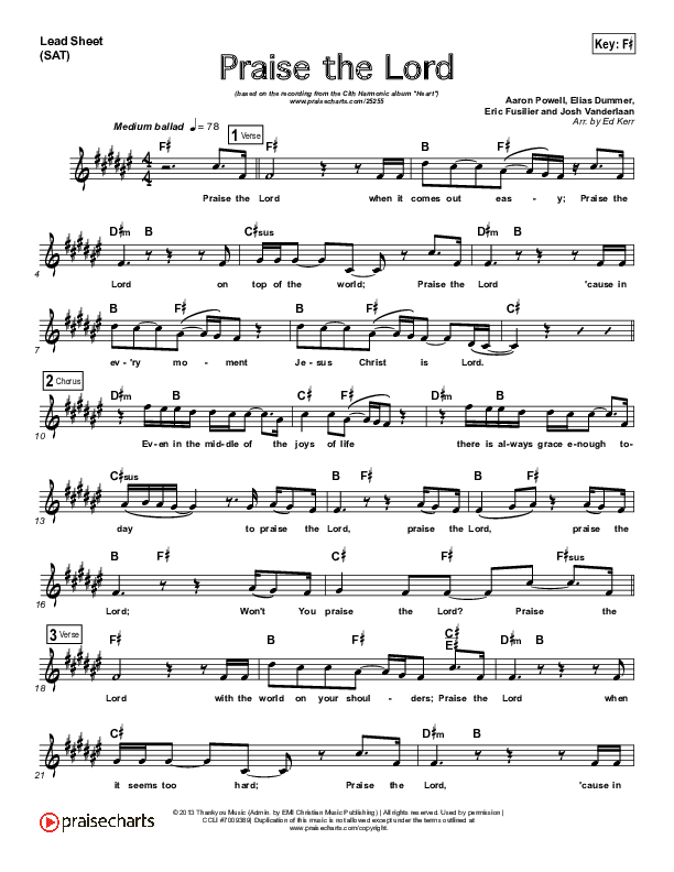 Praise The Lord Lead (SAT) (City Harmonic)