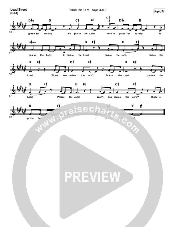 Praise The Lord Lead Sheet (SAT) (City Harmonic)