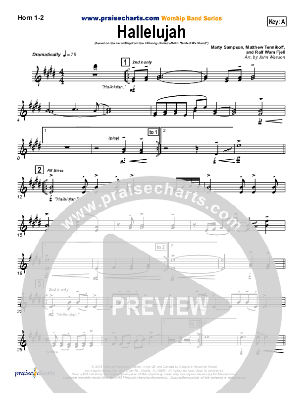 Hallelujah French Horn 1/2 (Hillsong UNITED)