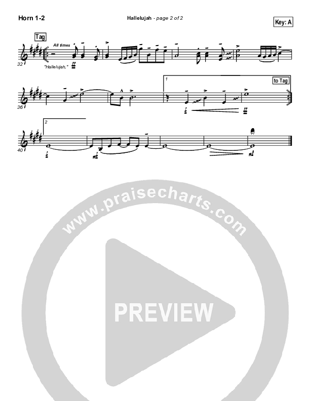 Hallelujah French Horn 1/2 (Hillsong UNITED)
