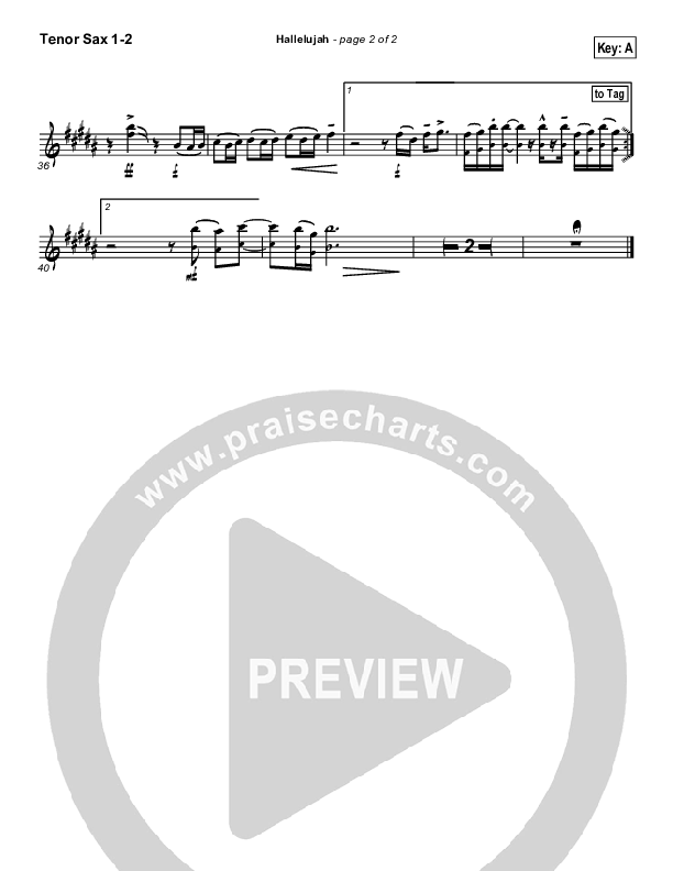 Hallelujah Tenor Sax 1/2 (Hillsong UNITED)