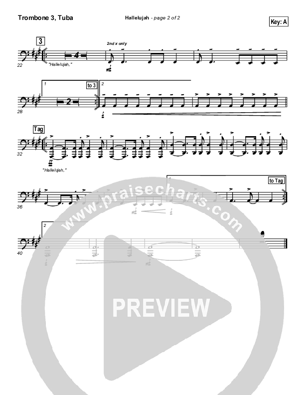 Hallelujah Trombone 3/Tuba (Hillsong UNITED)