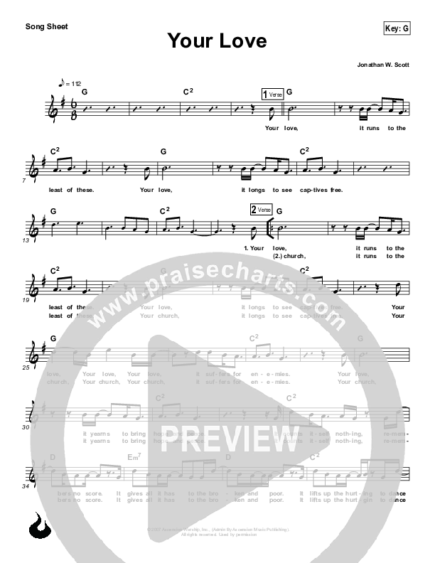 Your Love Lead Sheet (Ascension Worship)