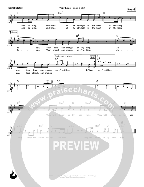 Your Love Lead Sheet (Ascension Worship)