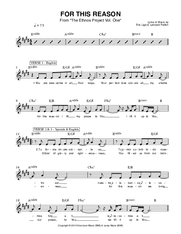 For This Reason Lead Sheet (Ethnos Community Church / Andy Santos / Vahagn Stepanyan)