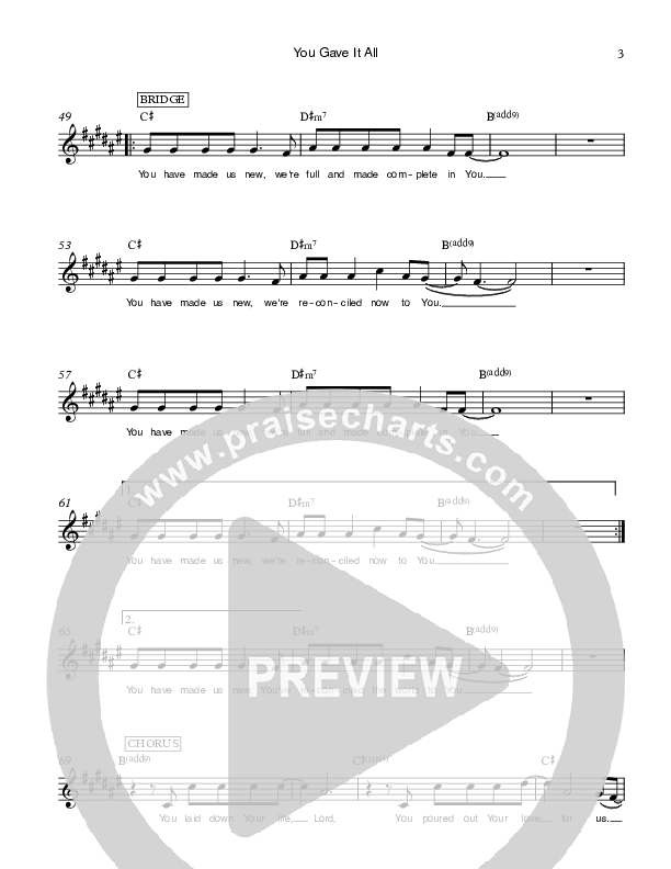 You Gave It All Lead Sheet (Ethnos Community Church / Andy Santos / Vahagn Stepanyan)