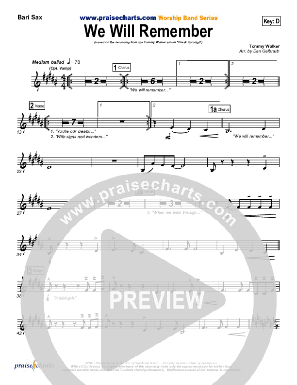 We Will Remember Bari Sax (Tommy Walker)