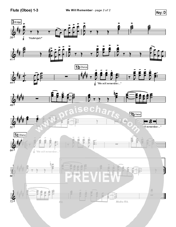 We Will Remember Flute/Oboe 1/2/3 (Tommy Walker)