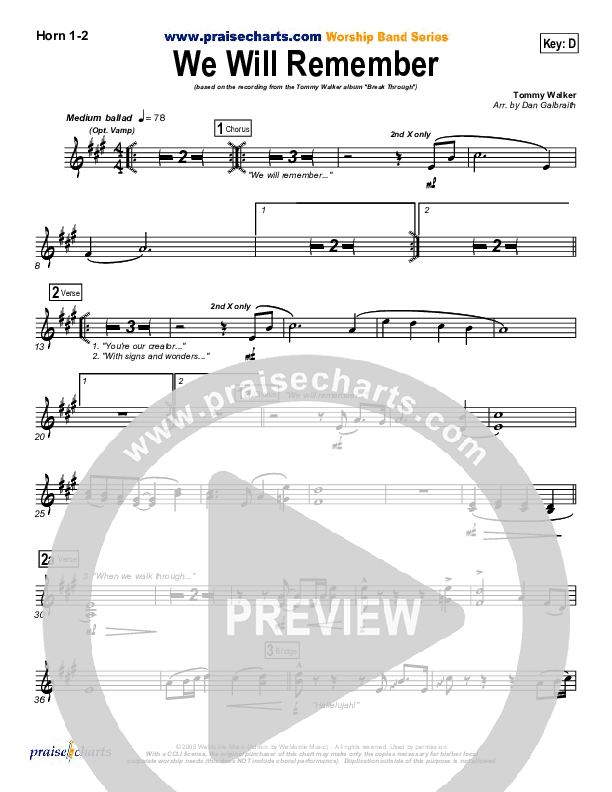 We Will Remember Brass Pack (Tommy Walker)