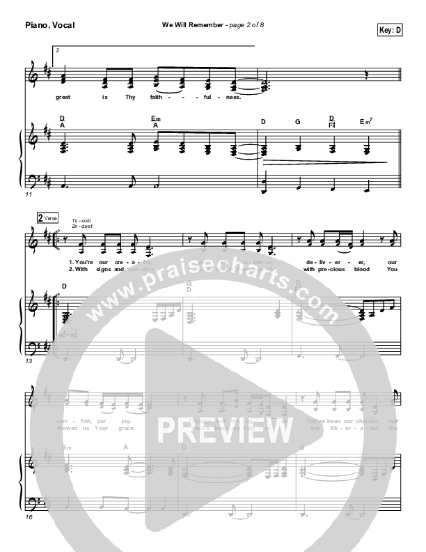 We Will Remember Piano/Vocal & Lead (Tommy Walker)