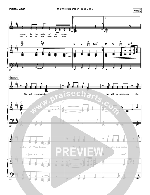 We Will Remember Piano/Vocal (SATB) (Tommy Walker)