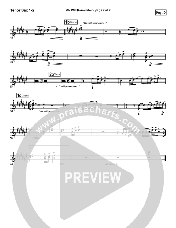 We Will Remember Tenor Sax 1/2 (Tommy Walker)