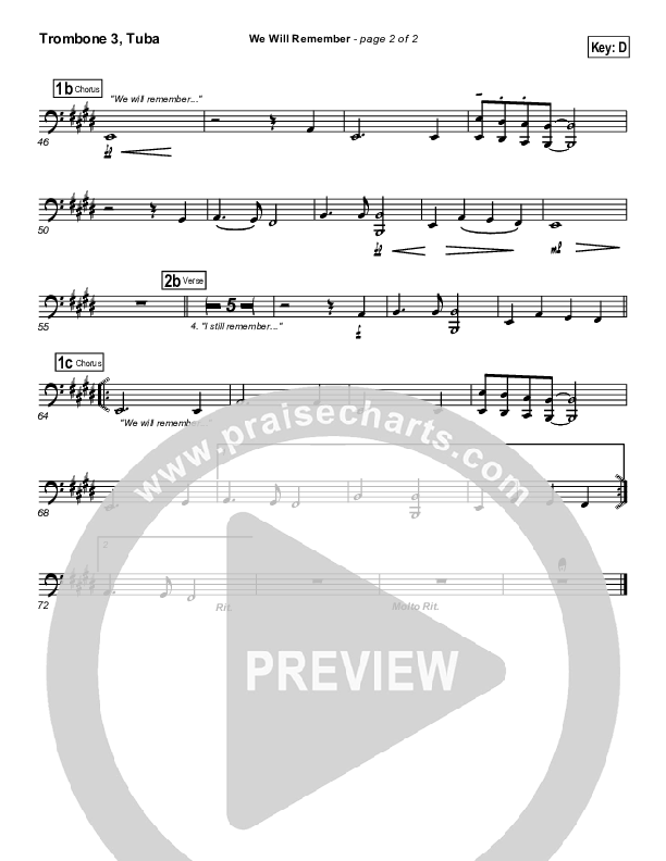 We Will Remember Trombone 3/Tuba (Tommy Walker)