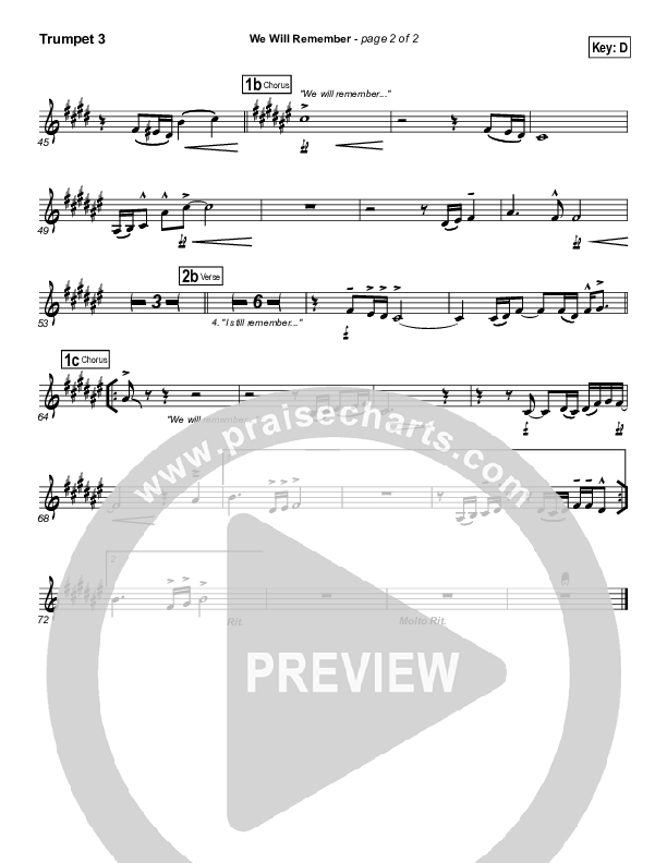 We Will Remember Trumpet 3 (Tommy Walker)