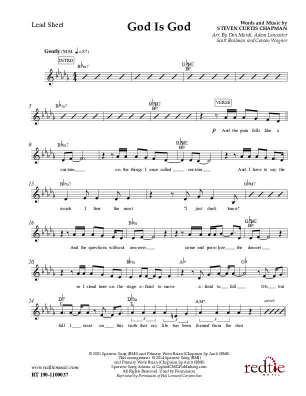 God Is God Lead Sheet (Charles Billingsley / Red Tie Music)