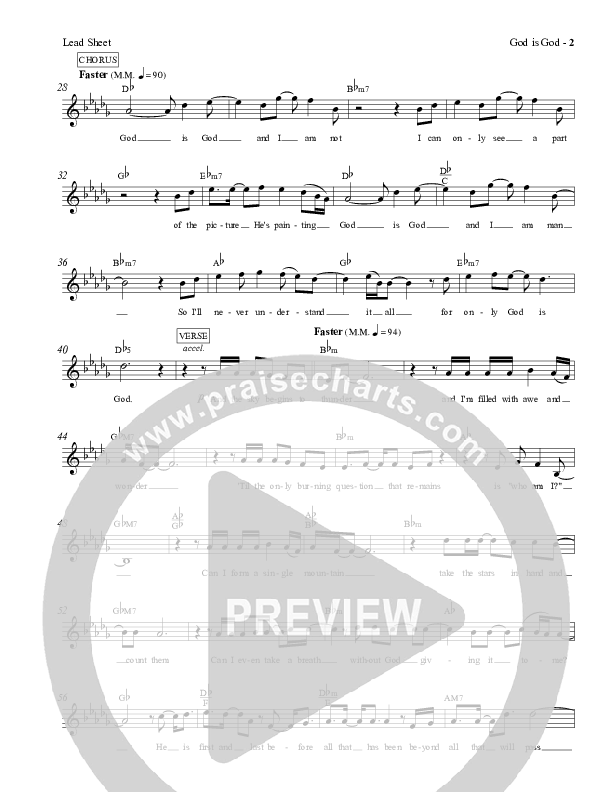 God Is God Lead Sheet (Charles Billingsley / Red Tie Music)