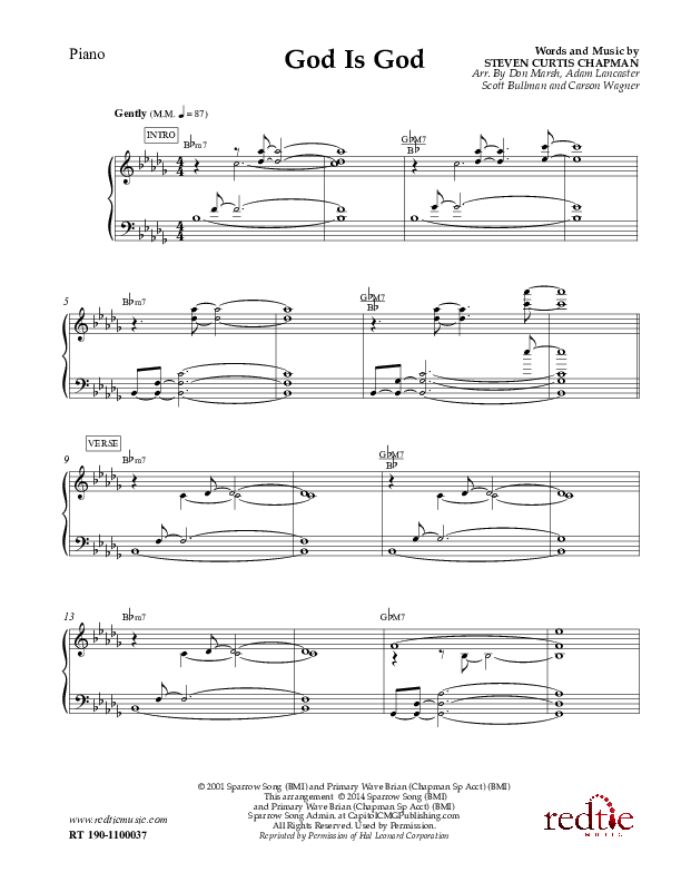 God Is God Piano Sheet (Charles Billingsley / Red Tie Music)