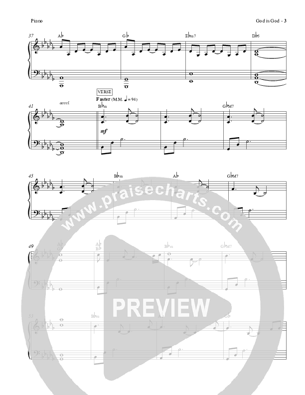 God Is God Piano Sheet (Charles Billingsley / Red Tie Music)