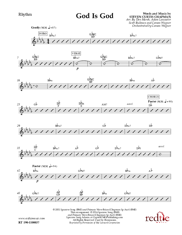 God Is God Rhythm Chart (Charles Billingsley / Red Tie Music)