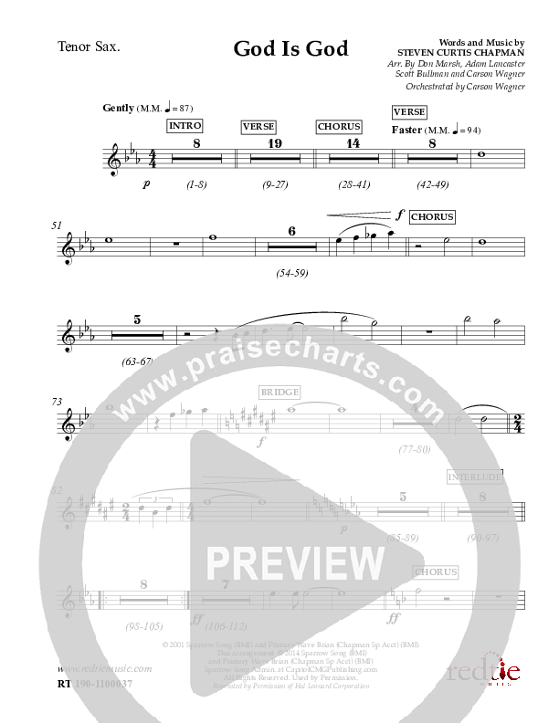 God Is God Tenor Sax 2 (Charles Billingsley / Red Tie Music)