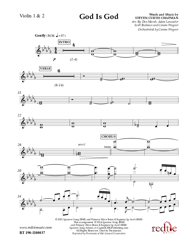 God Is God Violin 1/2 (Charles Billingsley / Red Tie Music)