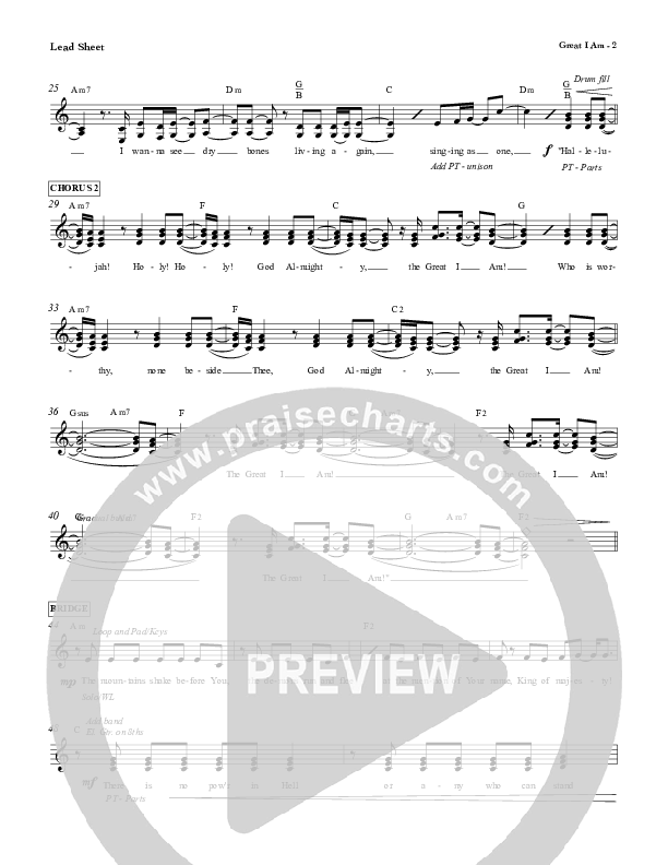 Great I Am Lead Sheet (Sounds Of Liberty / Red Tie Music)