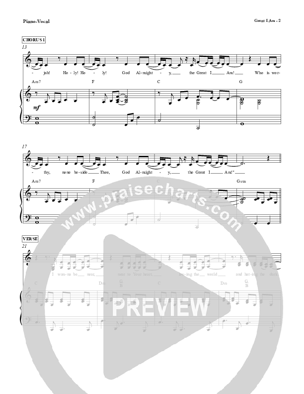 Great I Am Lead & Piano (Sounds Of Liberty / Red Tie Music)