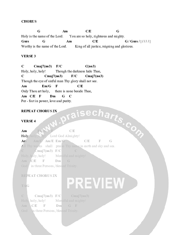 Holy Is The Name (with Holy Holy Holy) Chords & Lyrics (Red Tie Music)