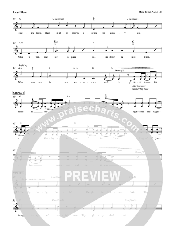 Holy Is The Name (with Holy Holy Holy) Lead Sheet (Red Tie Music)
