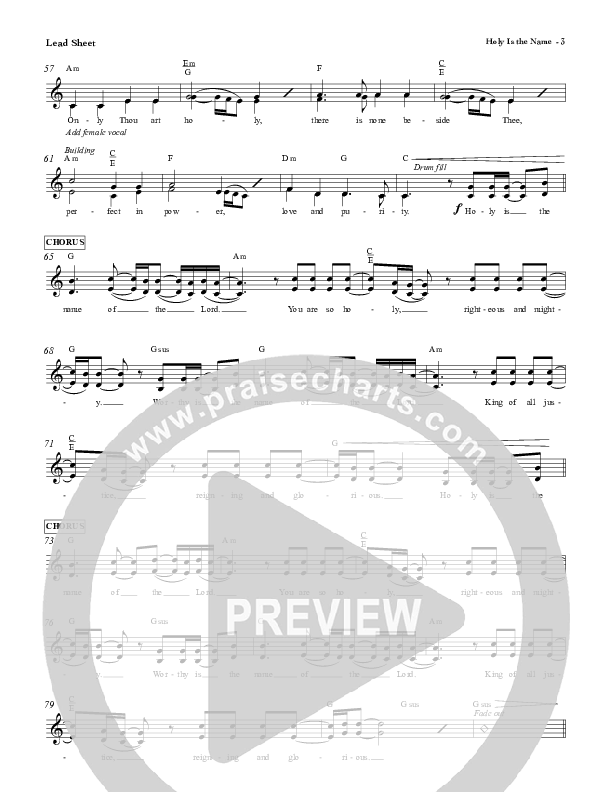 Holy Is The Name (with Holy Holy Holy) Lead Sheet (Red Tie Music)