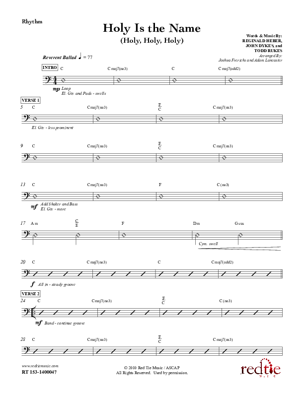 Holy Is The Name (with Holy Holy Holy) Rhythm Chart (Red Tie Music)