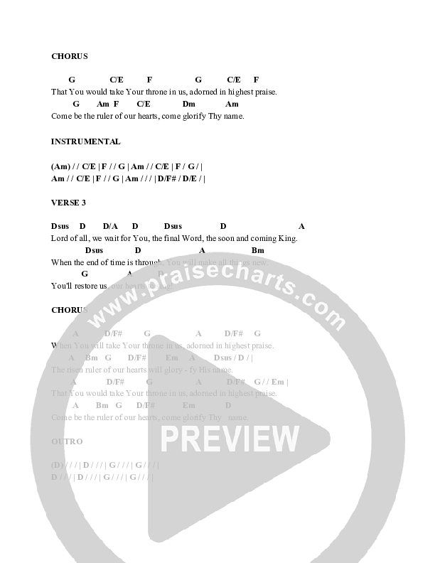 Take Your Throne Chords & Lyrics (Red Tie Music)