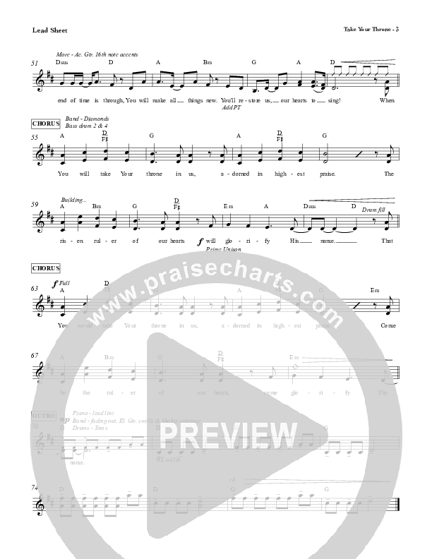 Take Your Throne Lead Sheet (Red Tie Music)
