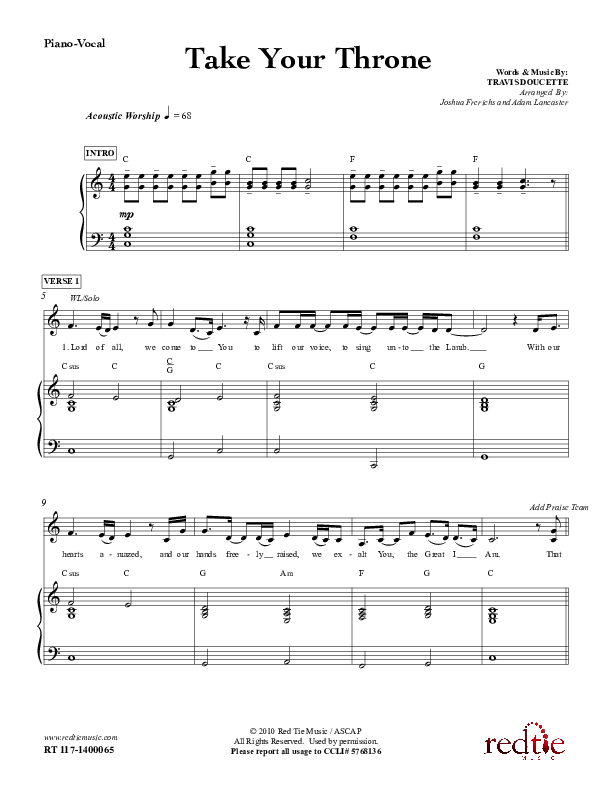 Take Your Throne Lead & Piano (Red Tie Music)