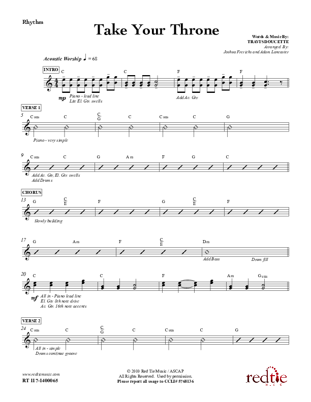 Take Your Throne Rhythm Chart (Red Tie Music)