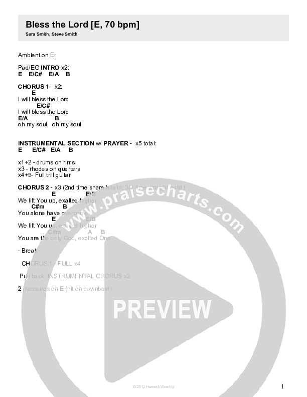 Bless The Lord Chords & Lyrics (Highpoint Collective)