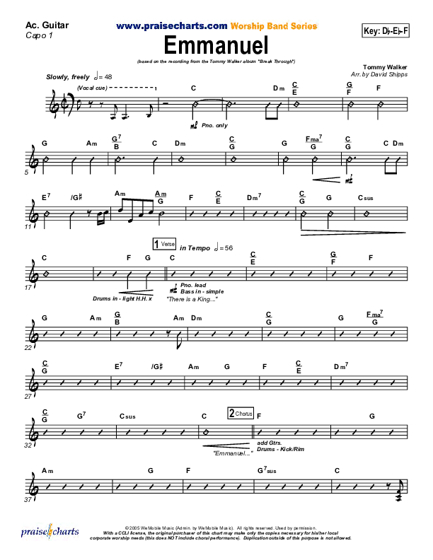 Emmanuel Acoustic Guitar (Tommy Walker)