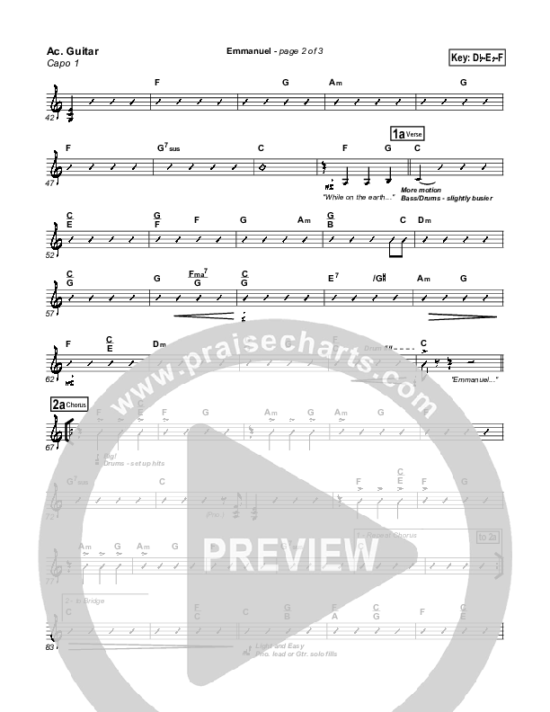 Emmanuel Acoustic Guitar (Capo 1) (Tommy Walker)