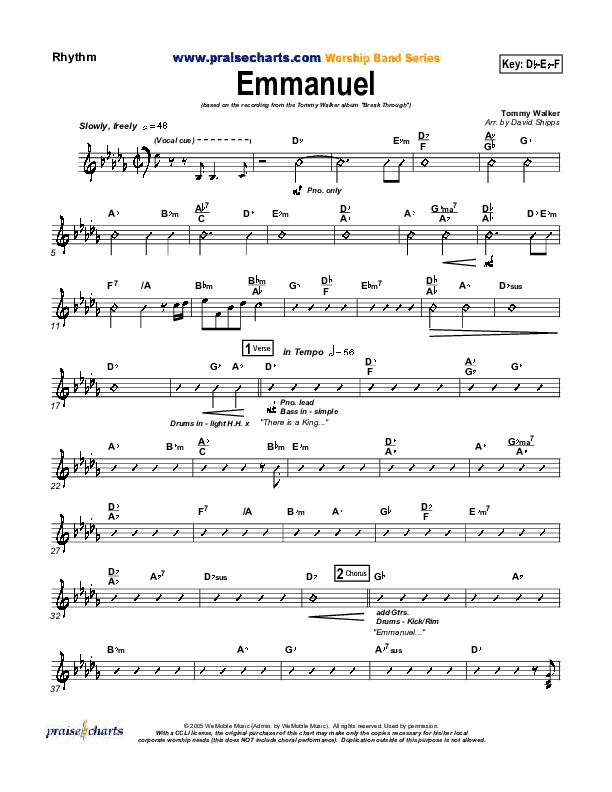 Emmanuel Rhythm Chart (Tommy Walker)