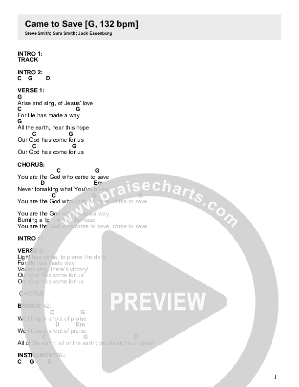 Came To Save Chords & Lyrics (Highpoint Collective)