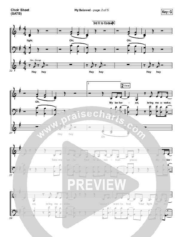 My Beloved Choir Sheet (SATB) (David Crowder)